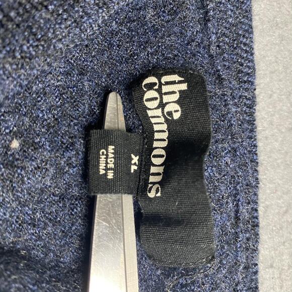 The Commons Sweater Mens XL Navy Blue 100% Merino Wool Pullover V Neck Classic - Picture 9 of 10